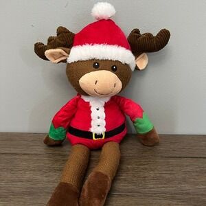 Spark Create Imagine Christmas Moose Plush Santa Hat Holiday Stuffed Animal
